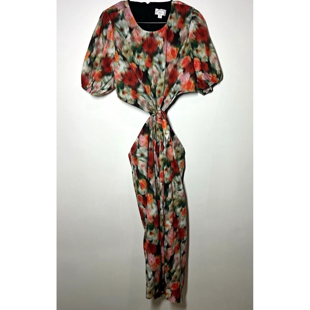J.CREW Women's Liberty Floral Multicolor Puff Sleeve Peek Back Dress Sz 18